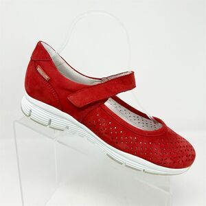 Mephisto Yelina Perf Women's Mary Jane Flats Red Nubuck Casual Shoes Size 7